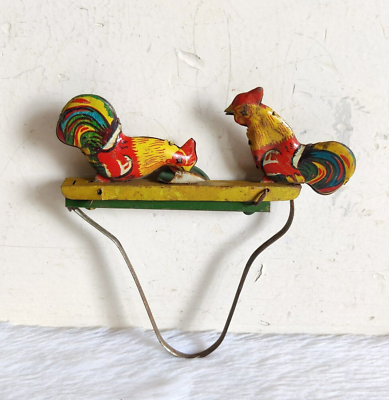 1960s Vintage Handheldb Rooster Chicken Pecking Decoative Litho