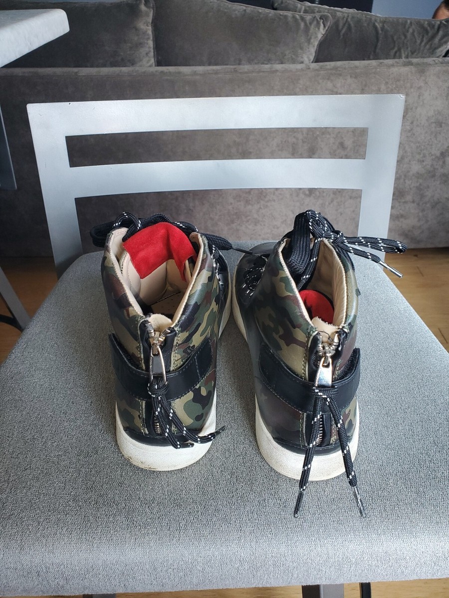 DOLCE & GABBANA High-Top Camouflage Print Sneakers Khaki