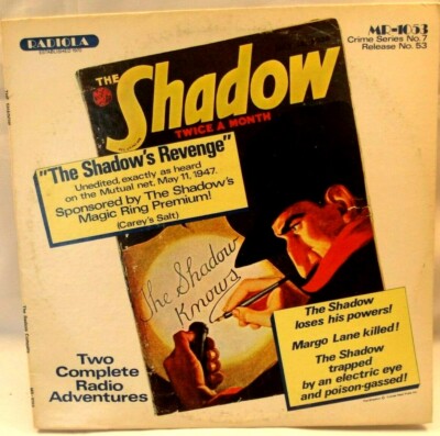 1975 THE SHADOW KNOWS 2 RADIO ADVENTURES # 53 RADIOLA RECORD LP PULP ART