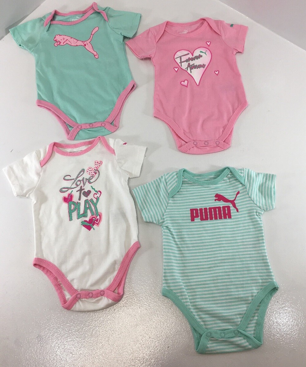 Puma Baby Girls Short Sleeve Lot Of One Pieces Pink/Mint Size