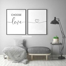 Choose Love, Set of 2 Prints, Minimalist Art, Typography Art, Wall Art