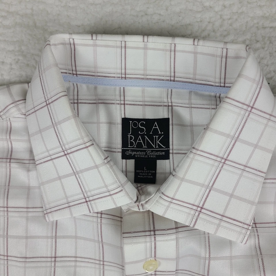 Camisa masculina Jos A Bank Signature Collection grande borgonha branca sem rugas - Imagem 4 de 4
