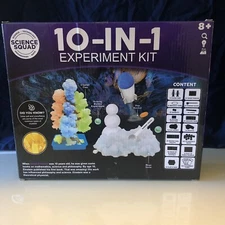 STEM 10 IN 1 EXPERIMENTS KIT SCIENCE SQUAD - CRYSTALS UV-BEADS ROCKET NEW!!