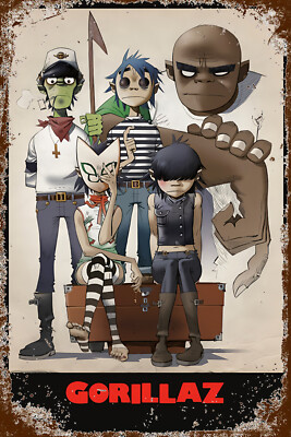 Retro Blechschild GORILLAZ 30 x 20 cm Metallschild Vintage Nostalgie (0067)