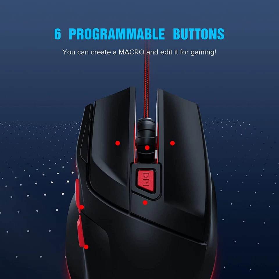 NEW - GTRACING USB Ergonomic Wired Gaming Mouse, 7200 DPI, 6 Programable Keys - Image 2 of 4