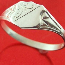 Ring Real 925 Sterling Silver Solid Unisex Engraved Keepsake Signet Design Sz K