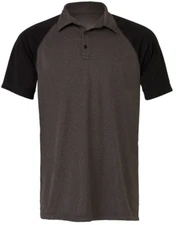 ALO  MEN'S QUALITY PERFORMANCE 3-BUTTON RAGLAN POLO GREY BLACK