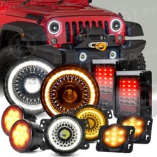 For Jeep Wrangler Jk Combo 7 Led Headlights Fog Turn Fender Lamp Tail Lights