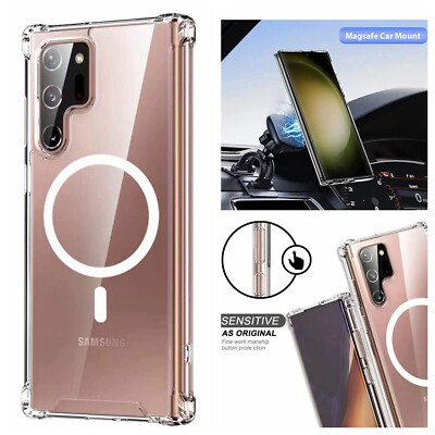 For Samsung Galaxy S25 Ultra S24 FE S23 Crystal Clear Shockproof Mag Safe Case