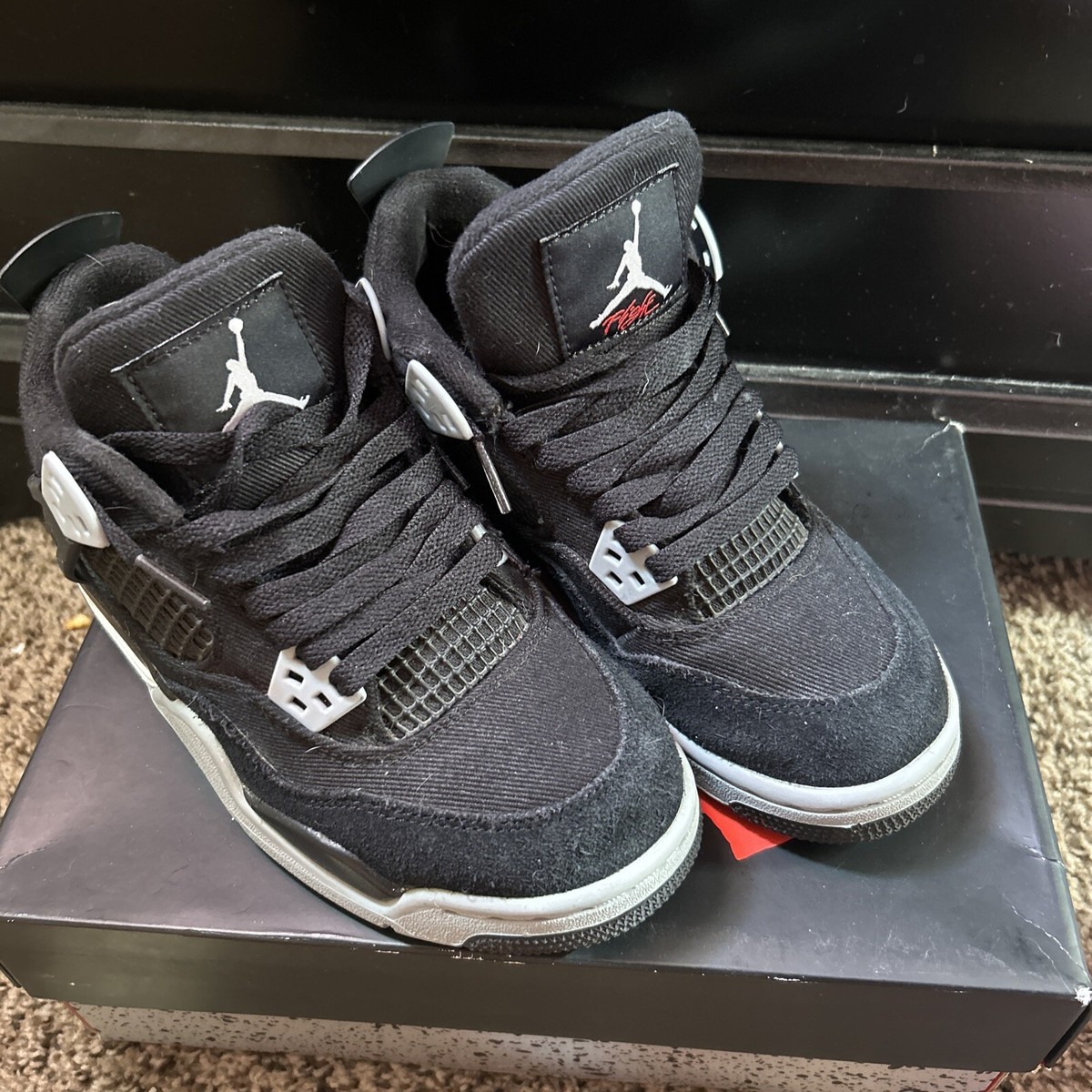 Size 4 - Jordan 4 Retro SE Mid Black Canvas | eBay