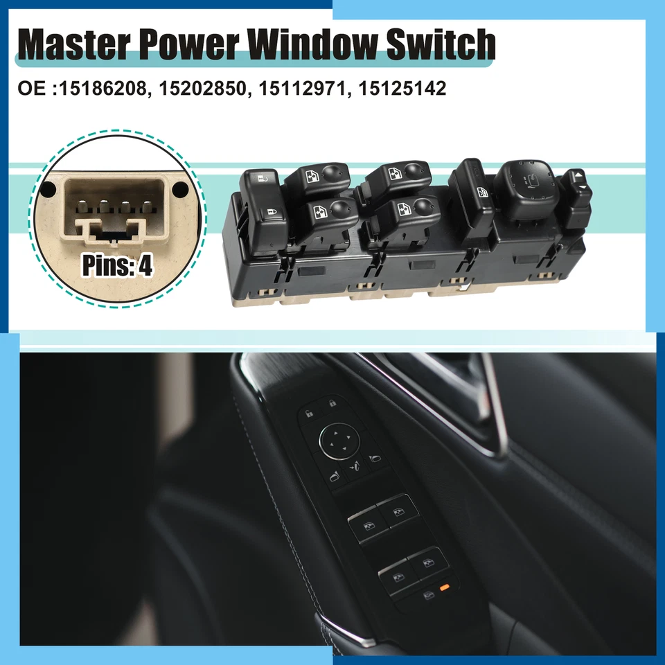 Interruptor de janela de energia Left Master para Chevrolet Avalanche 1500 2003-2006 para GMC - Imagem 2 de 4