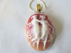 Oval Pendant Gold Plated Necklace New Handcrafted Carved Resin Cameo(30x35 mm)