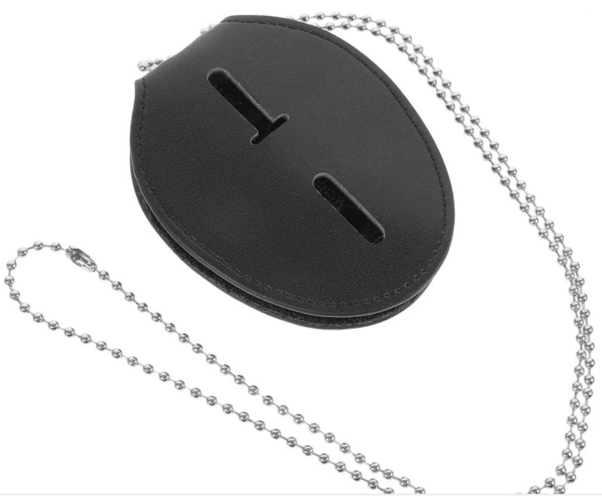 BADGE HOLDER Gürtel-Clip + Kette OVAL für Police Abzeichen USA Marke belt + neck