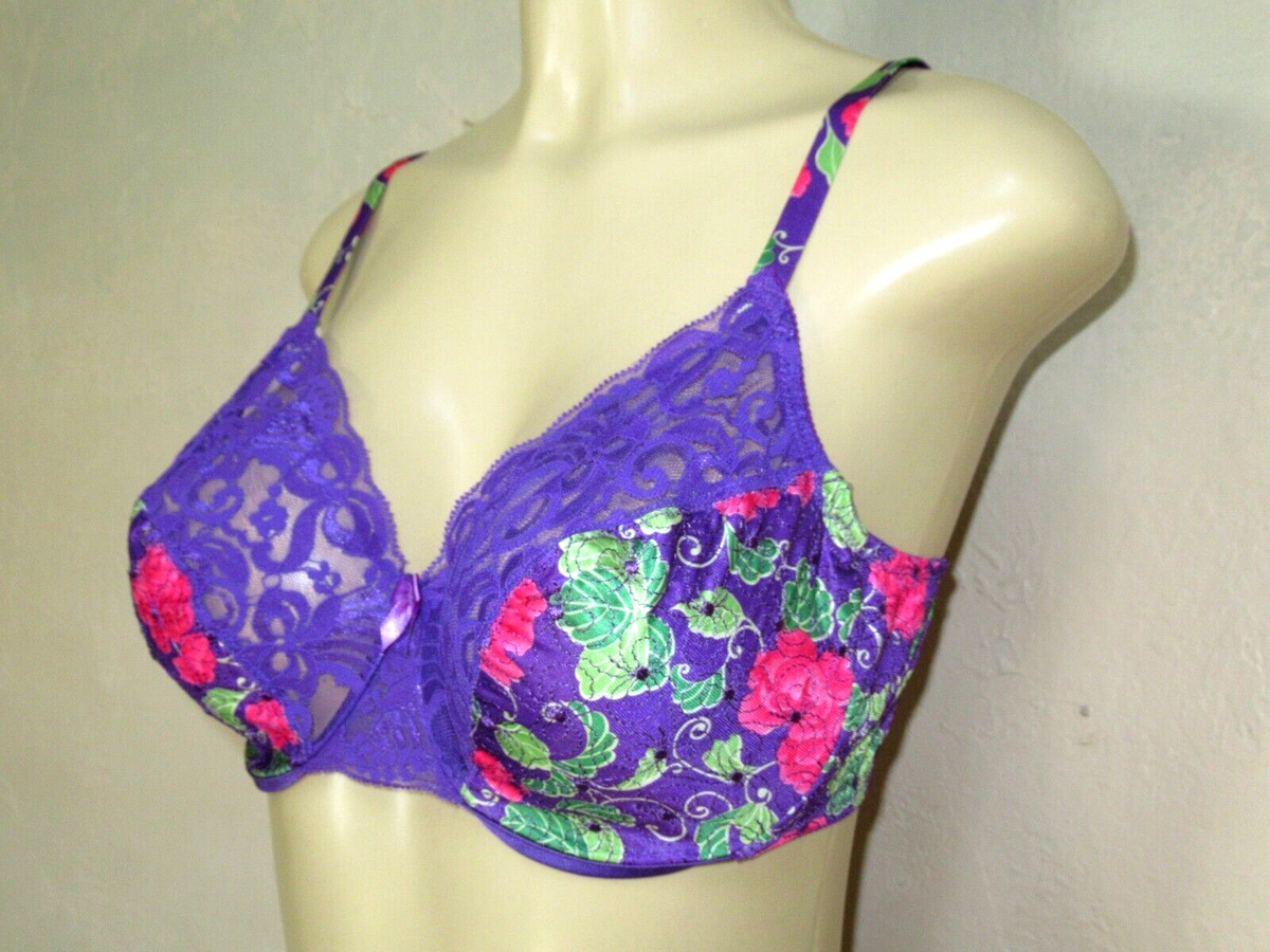 NEW w/ tag vintage Victorias Secret 34 D Purple floral Full Bra