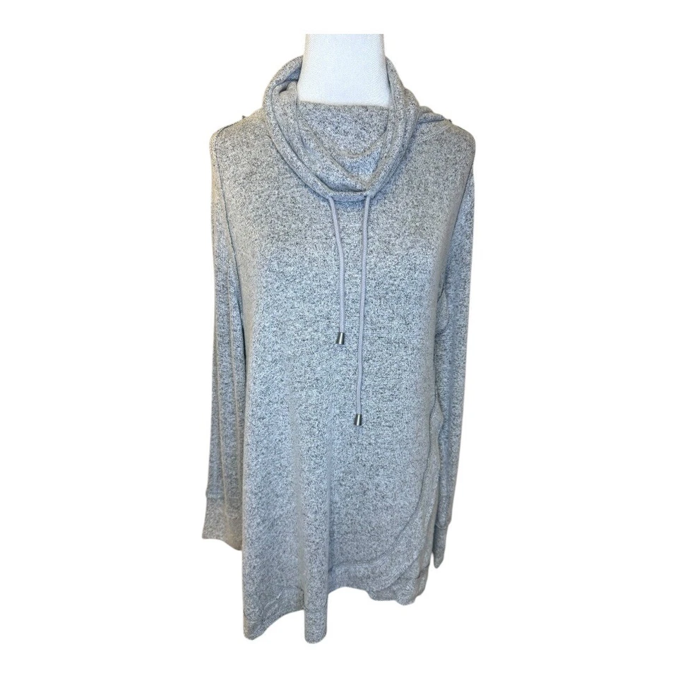 Suéter túnica Chelsea & Theodore Mist gris jaspeado cuello capucha mediano nuevo con etiquetas Foto 2 de 4