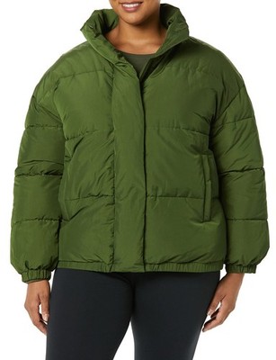 Amazon Essentials Puffer Jacket Women s Olive XL Plus Oversized Short Coat