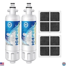 ICEPURE 46-9690 Refrigerator Water Filter & LT120F Fresh Air Filter Combo, 2