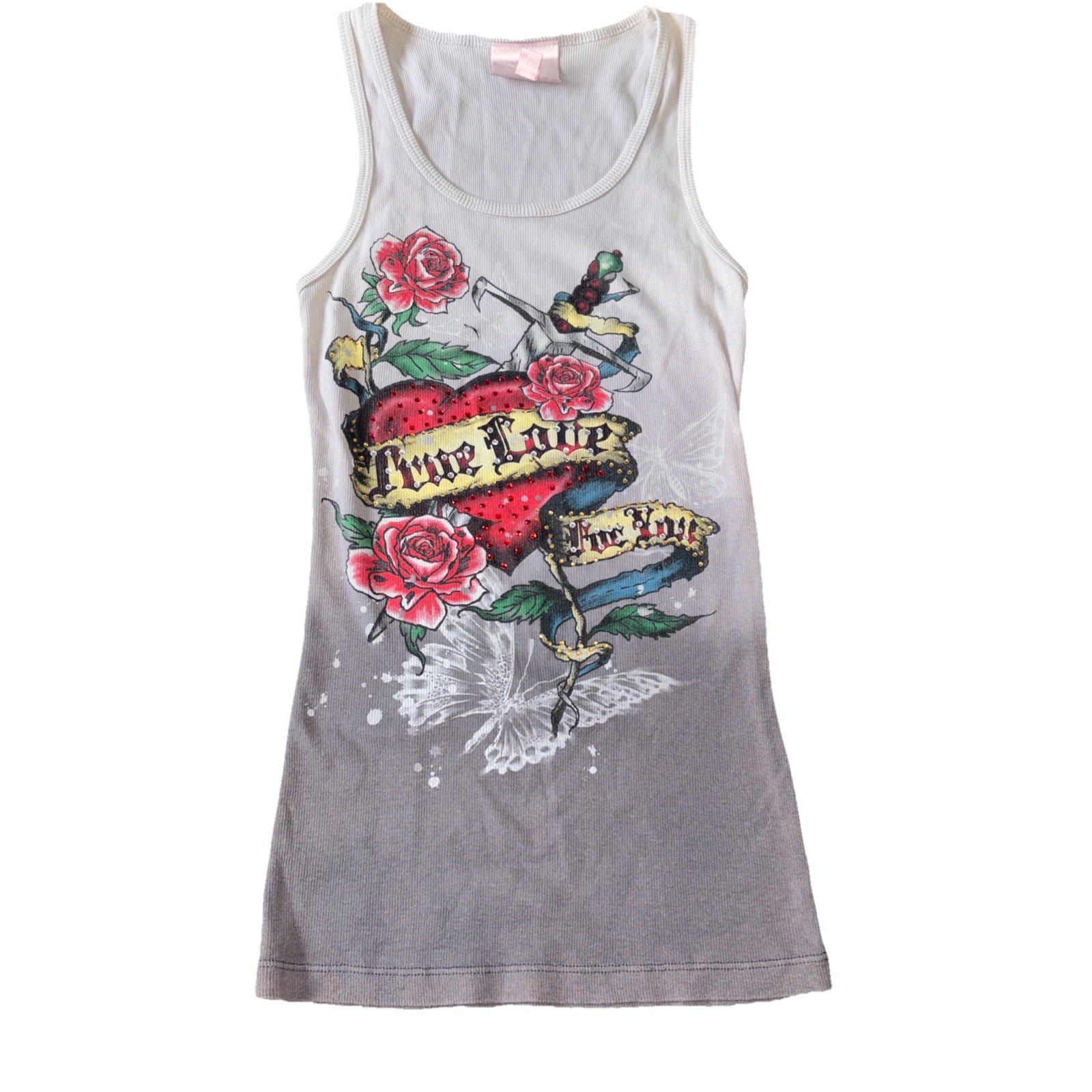 Romeo And Juliet Couture Tank Top  Hearts Faded Size Small Love Sequenced