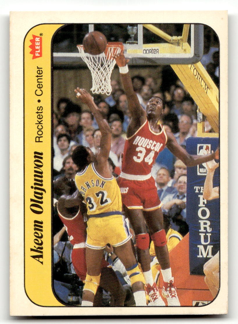 1986-87 Fleer Sticker #9 Akeem Olajuwon Excellent-Mint — ✨ Clean