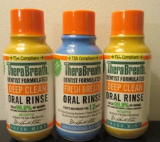 3 TheraBreath Oral Rinse Deep Clean & Fresh Breath Travel 3 oz SALE HELPS DOGS