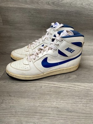 14cNike 80sスニーカー ホワイト/ブルー Vintage 80's Nike Team Convention hi-top white blue leather