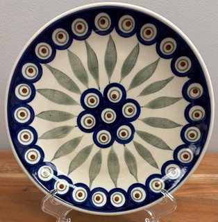 Piatto ceramica polacca 7” motivo occhi/foglie di pavone numerato 500