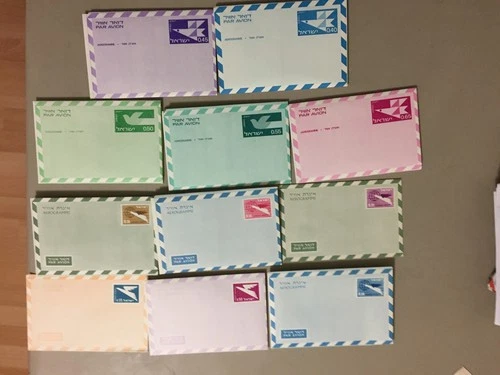 Eleven '50-'60 Israel mint aerograms