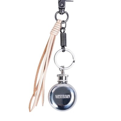 Portable Copper Keychain Charm Unique Round Water Bottle Shape Pendant Keyring