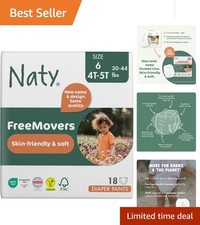 Naty FreeMovers Diaper Pants  Soft  Eco-Friendly  Size 6, 18 Count