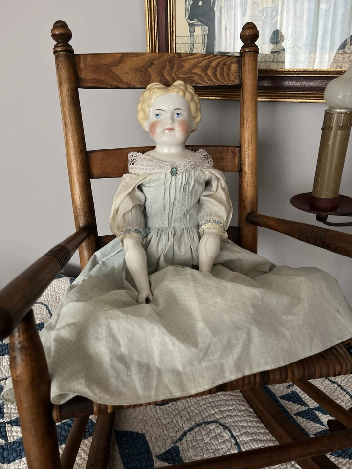 "Antigua cabeza de hombro niño sin nombre moldeada puntada de cabello cuerpo de tela articulada de 20""" Foto 3 de 4