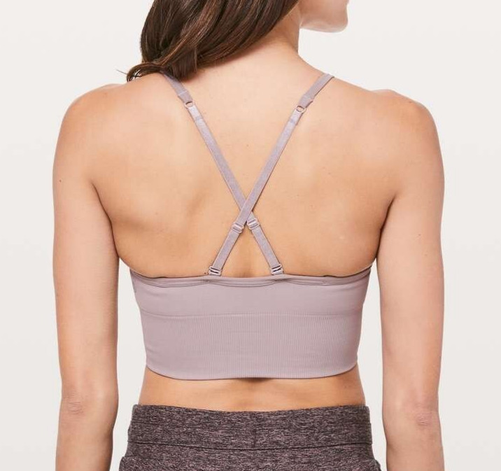 Lululemon Ebb To Street Bra Long Line Smoky Blush Yoga Adj Strap Crossover 8 NWT
