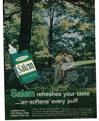 are salem cigarettes menthol Ultra Lights Kings Box - Pack 1956 Vintage ad Salem Menthol