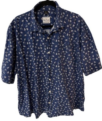 David Carey Originals Shirt Men s Size 2XL Blue Cotton Nautical Sailor Resort