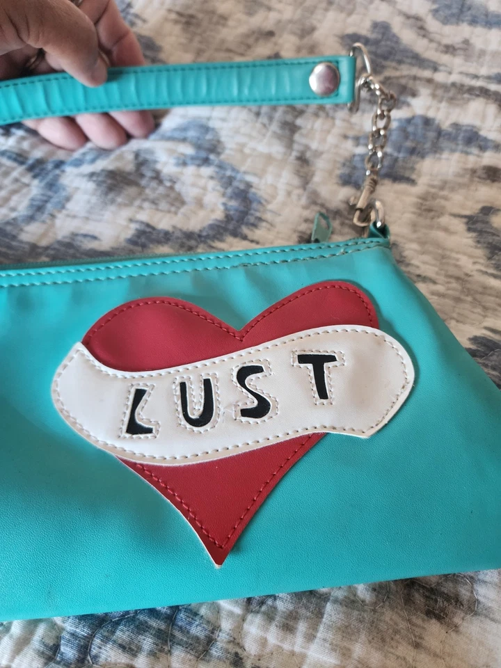 Редкий Lux de Ville Дамская сумка блеск сердце синий ретро сумочка рокабилли трудно найти - Изображение 3 из 4