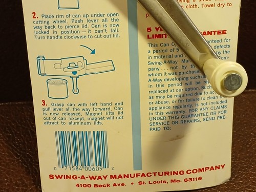 Swing-A-Way Wall Mount Can Opener w/Magnetic Lid-Lifter VTG 7.25"l 3"w Soft Wht - Picture 18 of 18