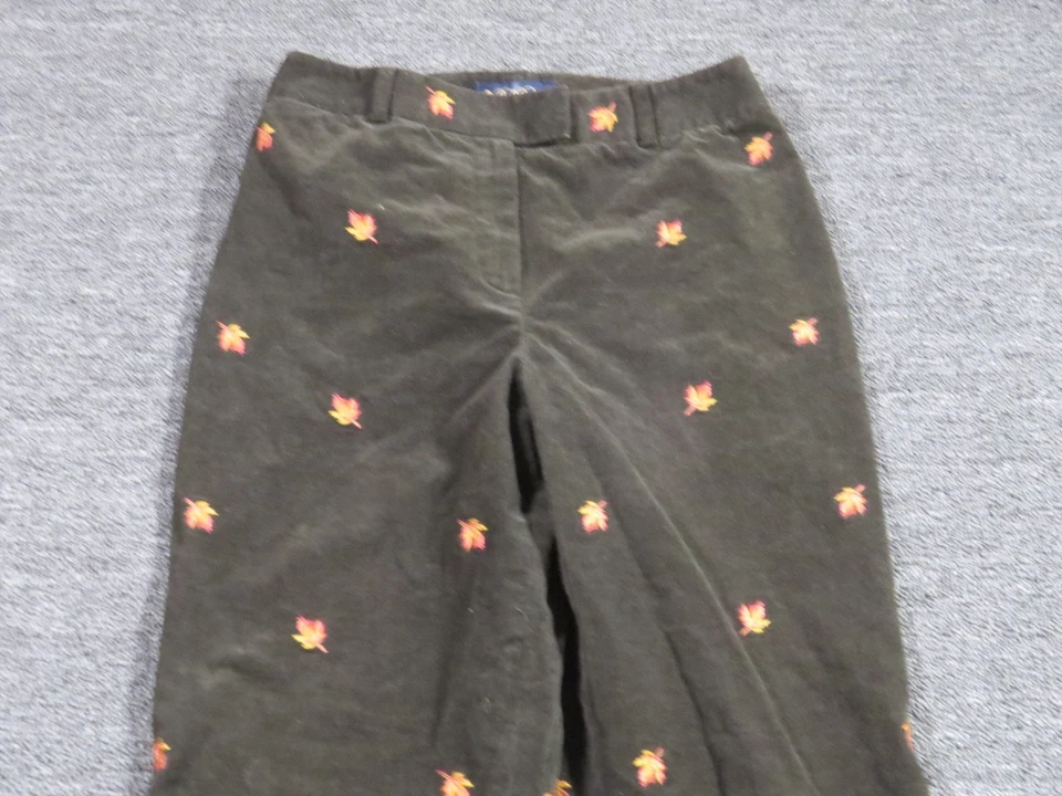 Pantalones Brooks Brothers Mujer 12 Marrón Pana Otoño Hoja Bordados Pierna Ancha Foto 2 de 4