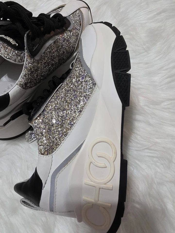 Tenis gruesos de cuero de becerro blanco brillante JIMMY CHOO Raine para mujer talla EU36 Foto 2 de 4