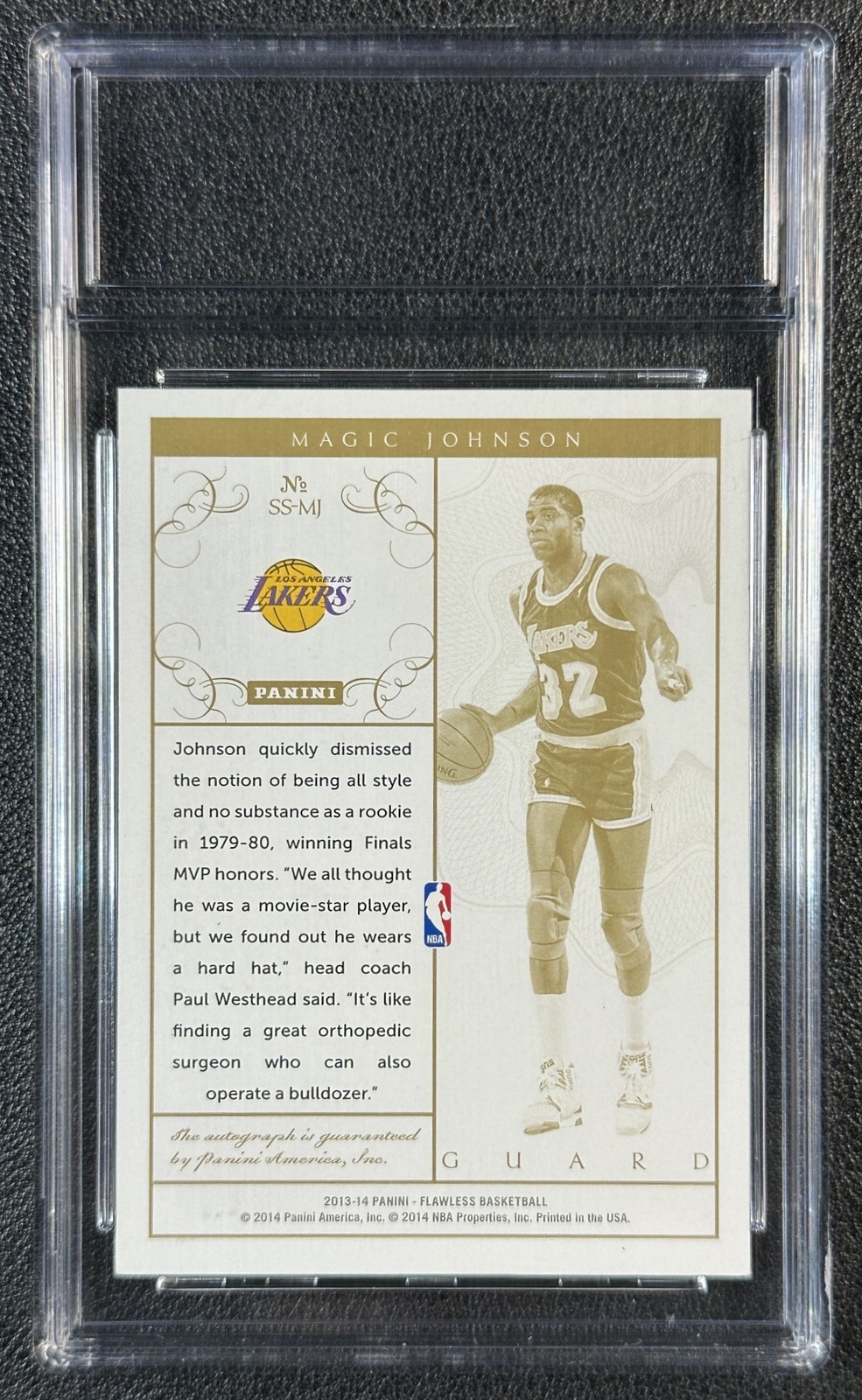 MAGIC JOHNSON 2013-14 PANINI FLAWLESS #SS-MJ SUPER SIGNATURES AUTO GOLD 8/10 view 2