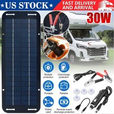 30W Solar Panel 12V Trickle Charger Battery Charger Kit Maintainer Boat Car RV