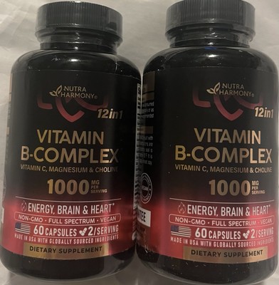 Nutra Harmony Vitamin B Complex 60 caps X2, Dietary Supplement, Exp 9/2025