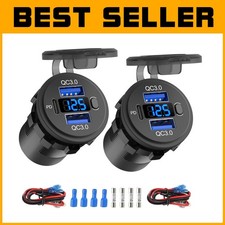 Dual USB Car Charger Socket Kit with QC 3.0 & PD3.0