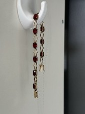 Vintage 9ct Gold Garnet Geometric Bracelet 7” 375 Hallmarked 6.9g
