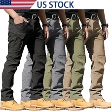 Tactical Mens Pants Work Cargo Combat Hiking Outdoor Waterproof Trousers Pants