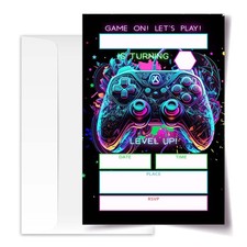 20 Cards 4x6 Gamer Birthday Invitations Video Game Party With 20 Envelopes 31