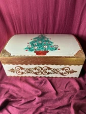 Wooden Christmas Tree Box Made In Italy Hand Painted
