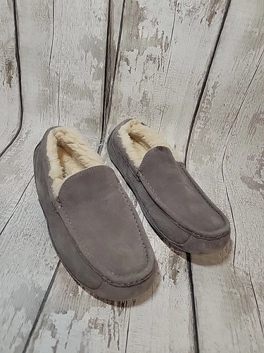 UGG M Ascot grigio scamosciato mocassino ciabatte casual adulto uomo taglia 10