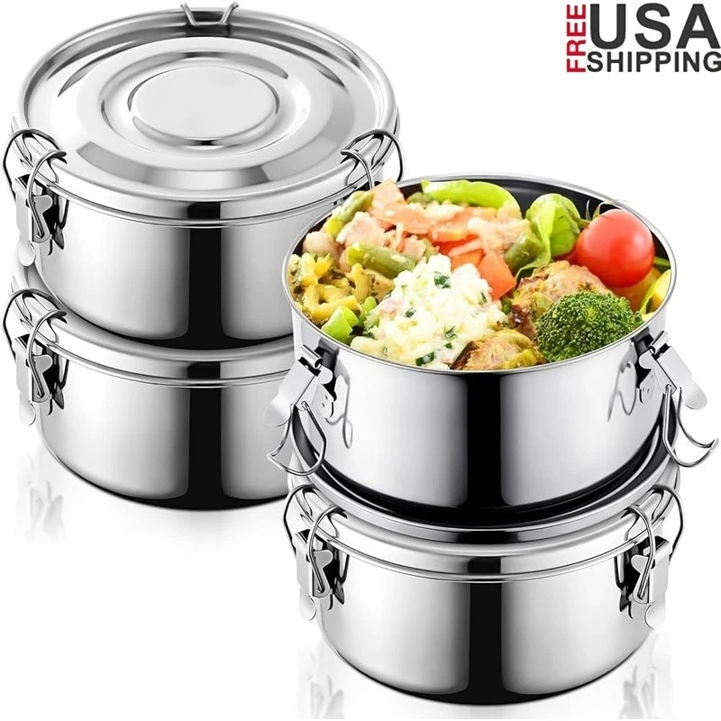 Stainless Steel Bento Box Set Leak Proof Food Storage Containers 4 Pack New