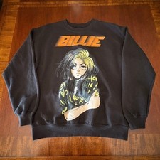 Felpa girocollo Billie Eilish nera maglione grafico L