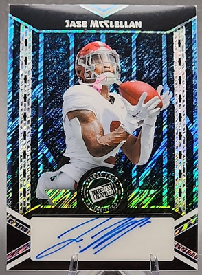 Jase McClellan /20 2024 Leaf Press Pass Rookie RC Auto Shimmer Alabama Tampa Bay