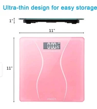 BRAND NEW IN BOX LEADZM Slim Waist Pattern Personal Bathroom Scale Pink $25